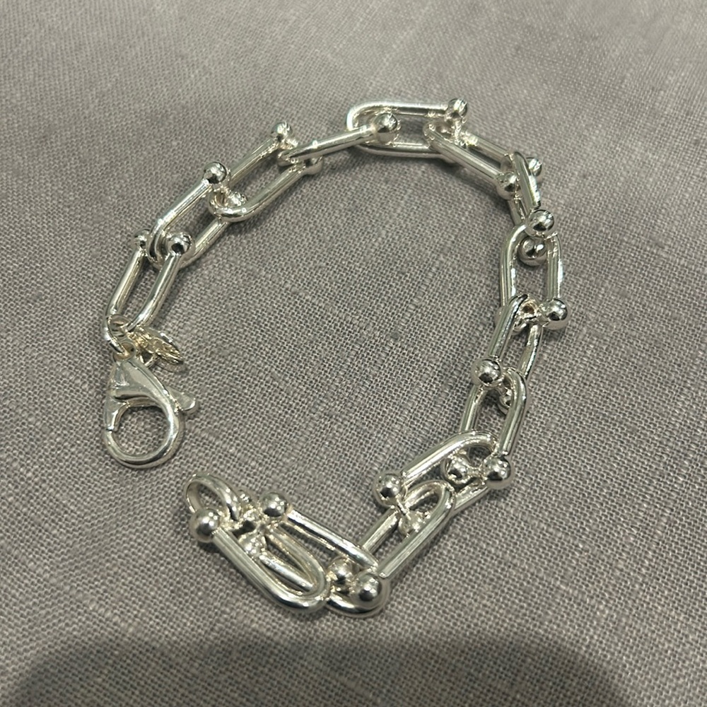 New MIA Fiore Deadema Sterling Silver Plated Bronze U Link Italy Bracelet 8”